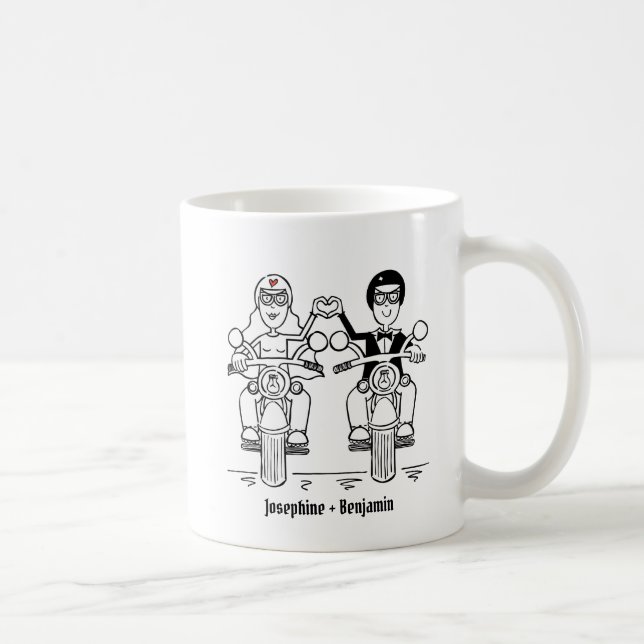 Personalized Biker Couple Wedding Gift Ceramic Mug (Right)