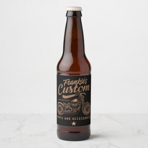 Personalized Biker Custom Bobber Motorcycle Garage Beer Bottle Label