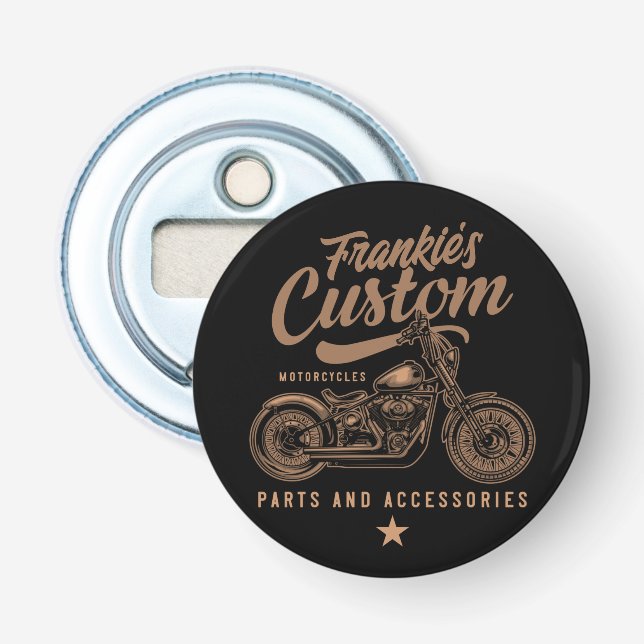 Personalized Biker Custom Bobber Motorcycle Garage Bottle Opener (Front)