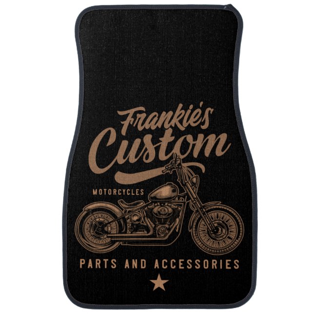 Personalized Biker Custom Bobber Motorcycle Garage Car Floor Mat (Front)