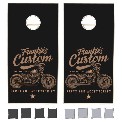 Personalized Biker Custom Bobber Motorcycle Garage Cornhole Set