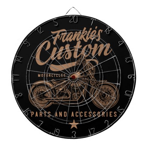 Personalized Biker Custom Bobber Motorcycle Garage Dart Board