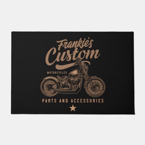 Personalized Biker Custom Bobber Motorcycle Garage Doormat