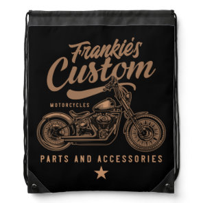 Personalized Biker Custom Bobber Motorcycle Garage Drawstring Bag