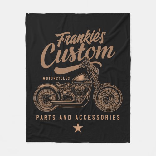 Personalized Biker Custom Bobber Motorcycle Garage Fleece Blanket