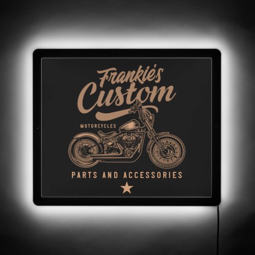 Personalized Biker Custom Bobber Motorcycle Garage LED Sign