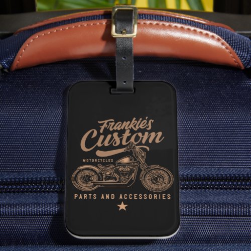 Personalized Biker Custom Bobber Motorcycle Garage Luggage Tag