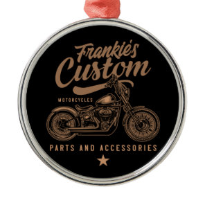 Personalized Biker Custom Bobber Motorcycle Garage Metal Ornament