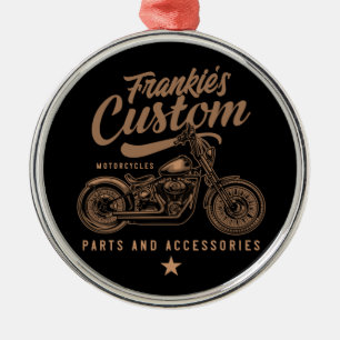 Personalized Biker Custom Bobber Motorcycle Garage Metal Ornament
