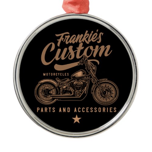 Personalized Biker Custom Bobber Motorcycle Garage Metal Ornament