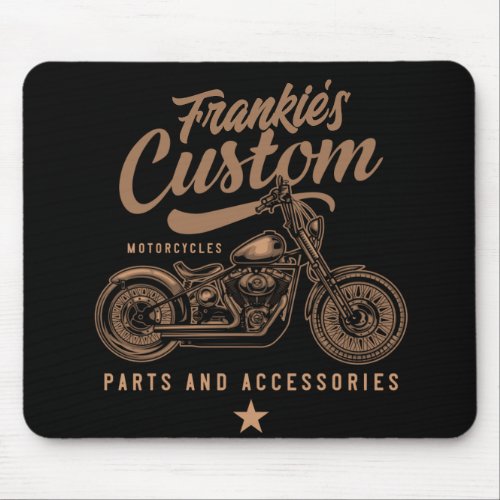 Personalized Biker Custom Bobber Motorcycle Garage Mouse Pad