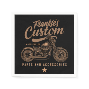 Personalized Biker Custom Bobber Motorcycle Garage Napkins