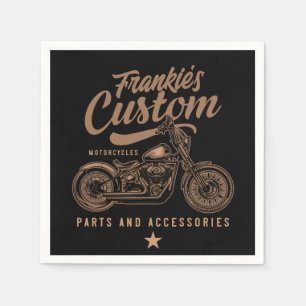 Personalized Biker Custom Bobber Motorcycle Garage Napkins