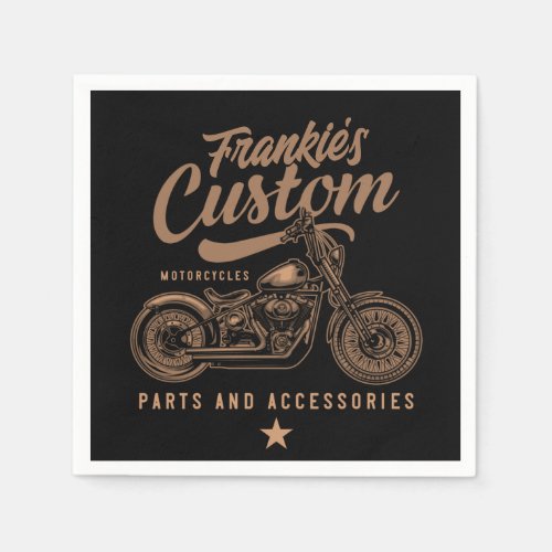 Personalized Biker Custom Bobber Motorcycle Garage Napkins