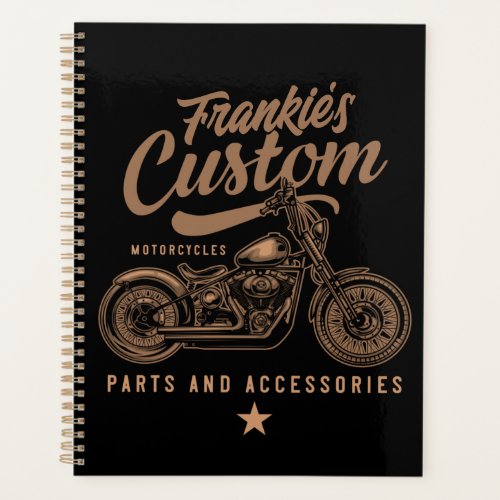 Personalized Biker Custom Bobber Motorcycle Garage Planner