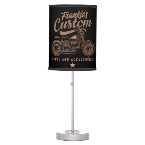 Personalized Biker Custom Bobber Motorcycle Garage Table Lamp