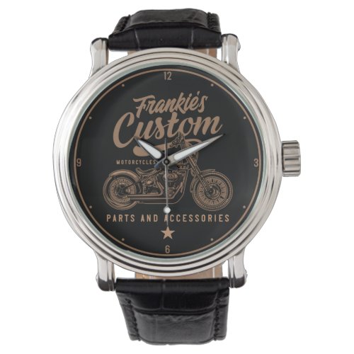 Personalized Biker Custom Bobber Motorcycle Garage Watch