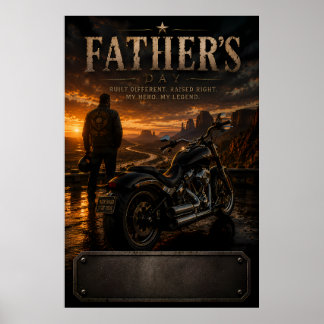 Personalized Biker Dad Father's Day Sunset Poster