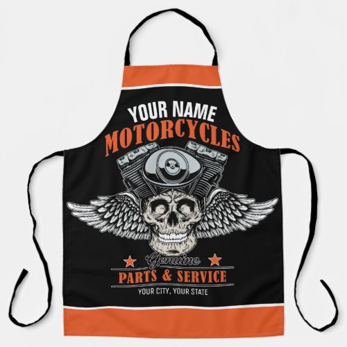 Personalized Biker Flying Skull Motorcycle Shop  Apron