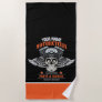 Personalized Biker Flying Skull Motorcycle Shop  Beach Towel