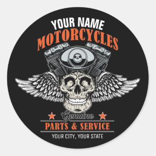 Bike motor vector logo. Vector motocycle customization motor logo; racer  service garage icon in retro style; bikers club | CanStock