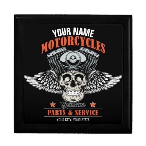 Personalized Biker Flying Skull Motorcycle Shop Gift Box