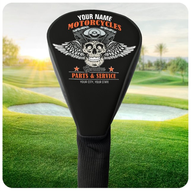 Personalized Biker Flying Skull Motorcycle Shop  Golf Head Cover (Creator Uploaded)