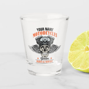 Personalized Biker Flying Skull Motorcycle Shop Shot Glass