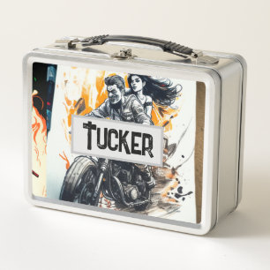 Personalized Biker Madness Metal Lunch Box