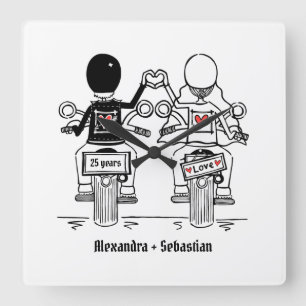 Personalized Biker Motorcycle Anniversary Gift Square Wall Clock
