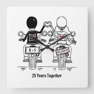 Personalized Biker Motorcycle Anniversary Gift Square Wall Clock