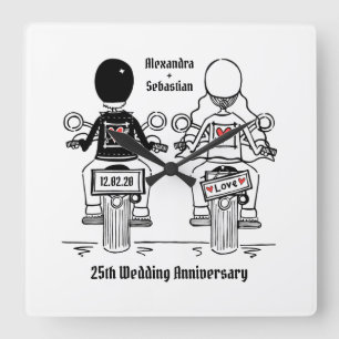 Personalized Biker Motorcycle Anniversary Gift Square Wall Clock