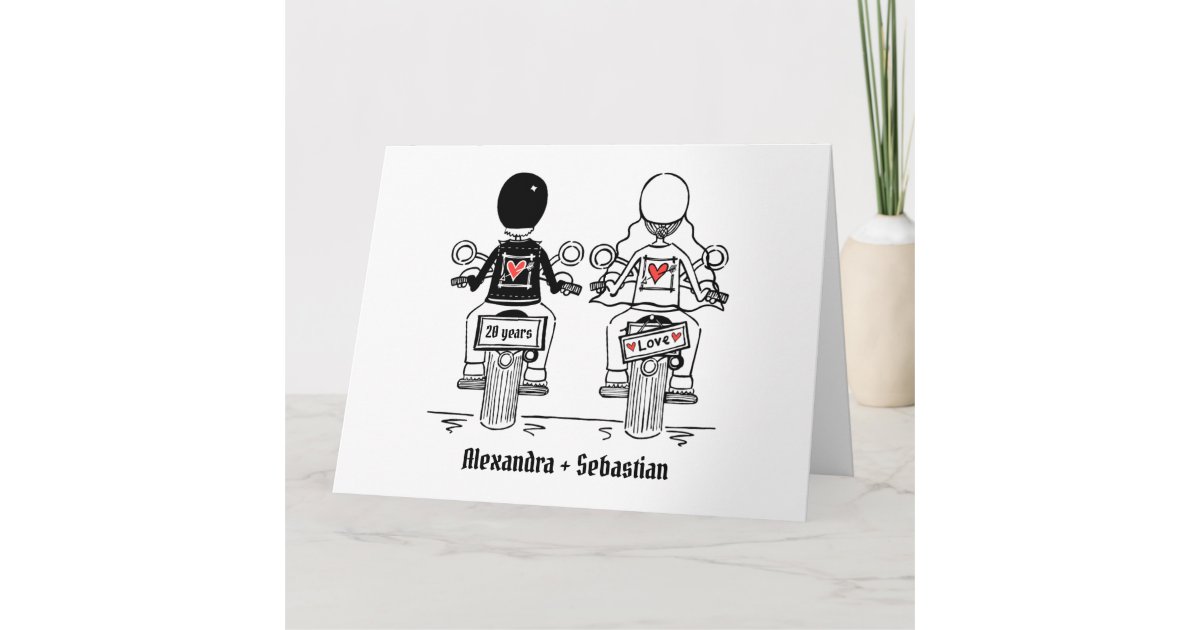 Personalized Biker Motorcycle Wedding Anniversary Card Zazzle