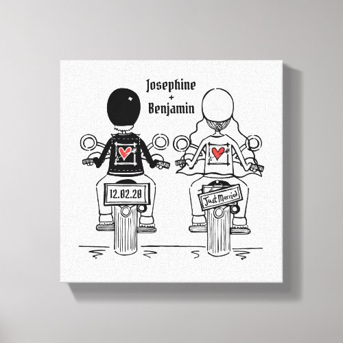 Personalized Biker Motorcycle Wedding Canvas Print