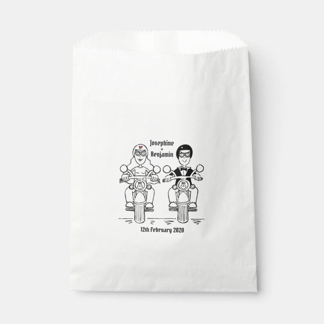 Personalized Biker Motorcycle Wedding Favor Bag (Front)