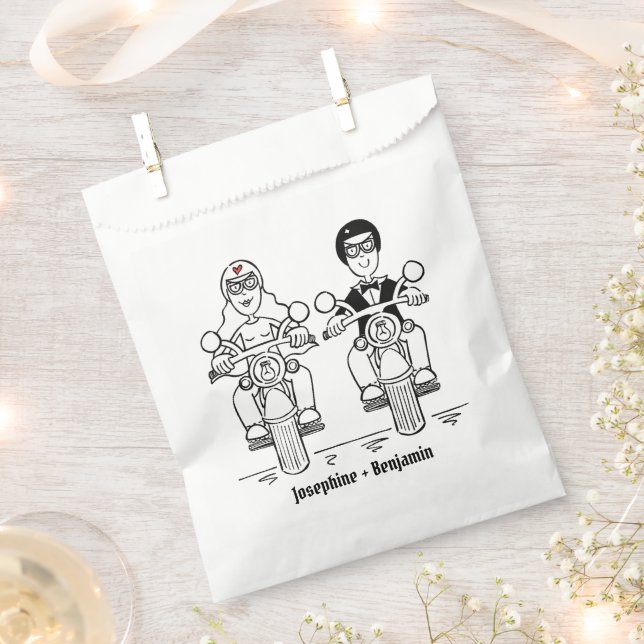 Personalized Biker Motorcycle Wedding Favor Bags (Clipped)