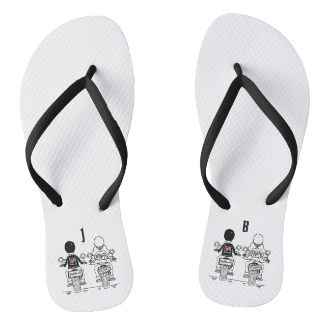Personalized Biker Motorcycle Wedding Flip Flops (Footbed)