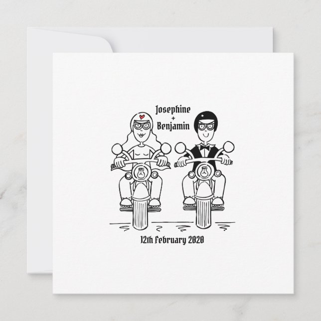 Personalized Biker Motorcycle Wedding Invitation (Front)