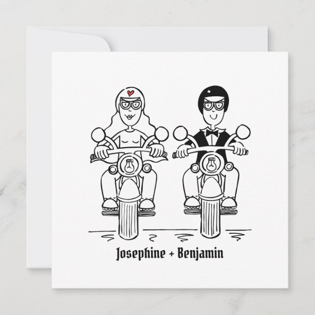 Personalized Biker Motorcycle Wedding Invitation (Front)