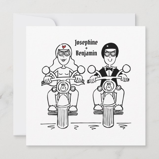 Personalized Biker Motorcycle Wedding Invitation (Front)