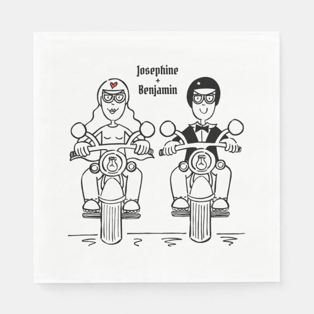 Personalized Biker Motorcycle Wedding Paper Napkins (Front)