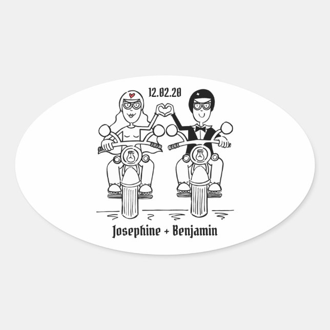 Personalized Biker Motorcycle Wedding Stickers (Front)