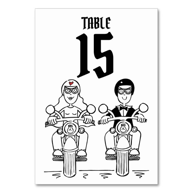 Personalized Biker Motorcycle Wedding Table Number (Front)