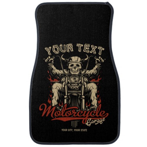 Personalized Biker Skeleton Motorcycle Shop Garage Car Floor Mat
