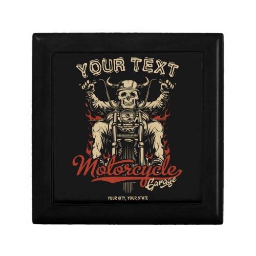 Personalized Biker Skeleton Motorcycle Shop Garage Gift Box