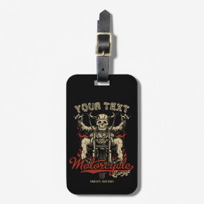 Personalized Biker Skeleton Motorcycle Shop Garage Luggage Tag