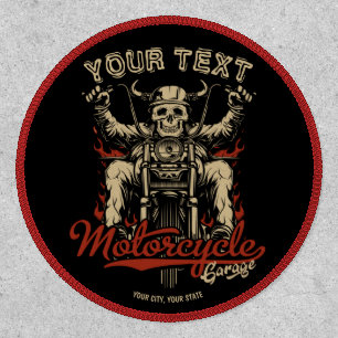 Personalized Biker Skeleton Motorcycle Shop Garage Patch
