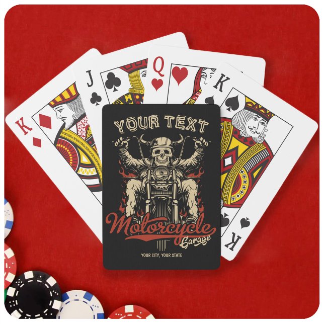 Personalized Biker Skeleton Motorcycle Shop Garage Poker Cards (Creator Uploaded)