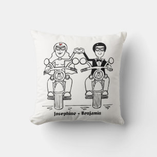 Personalized Biker Wedding Gift Throw Cushion