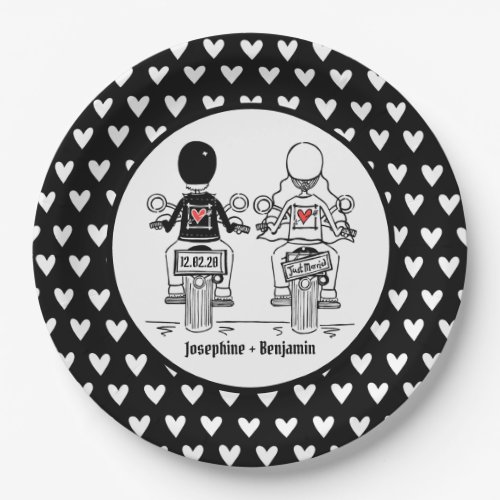 Personalized Biker Wedding Party Food Paper plate